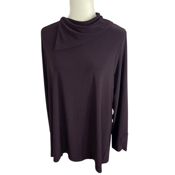 Sympli Stretch Jersey Cowl Neck Long Sleeve Pullover Tunic Top Sz 16 Effortless - Picture 1 of 13